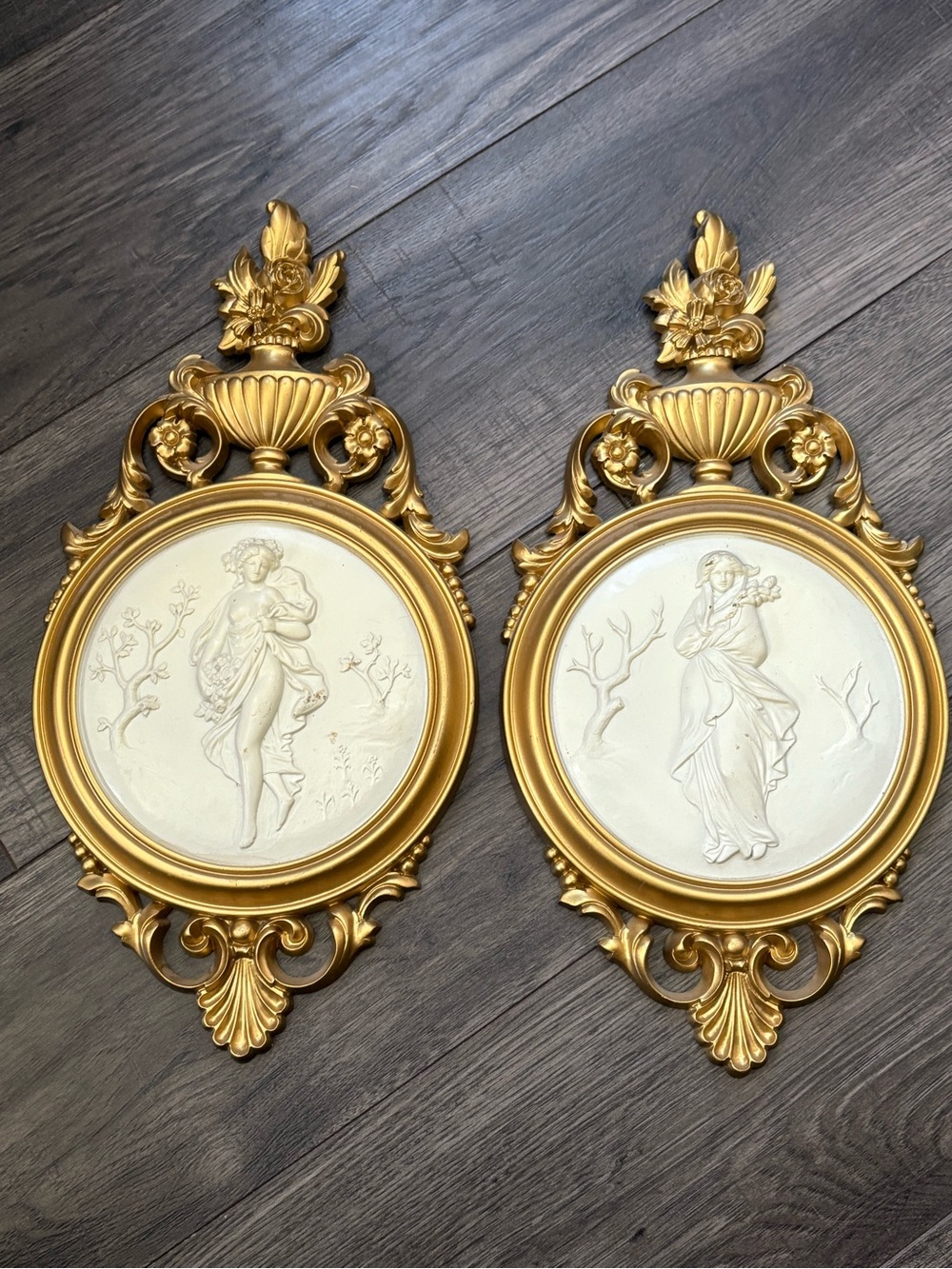 Ornate Gold Decorative Wall Plaques - Set of 2